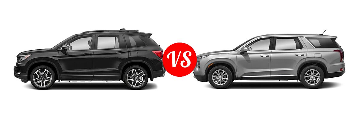 2022 Honda Passport SUV Elite vs. 2022 Hyundai Palisade SUV SE - Side Comparison
