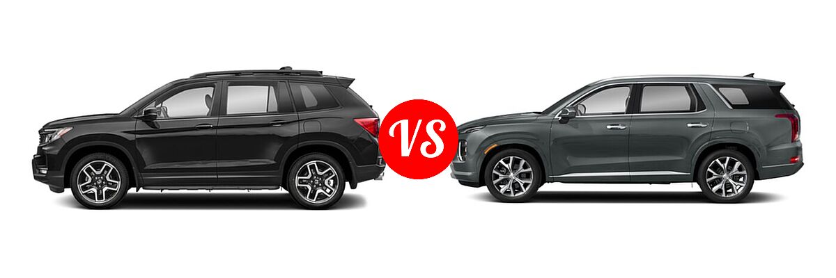 2022 Honda Passport SUV Elite vs. 2022 Hyundai Palisade SUV Limited - Side Comparison