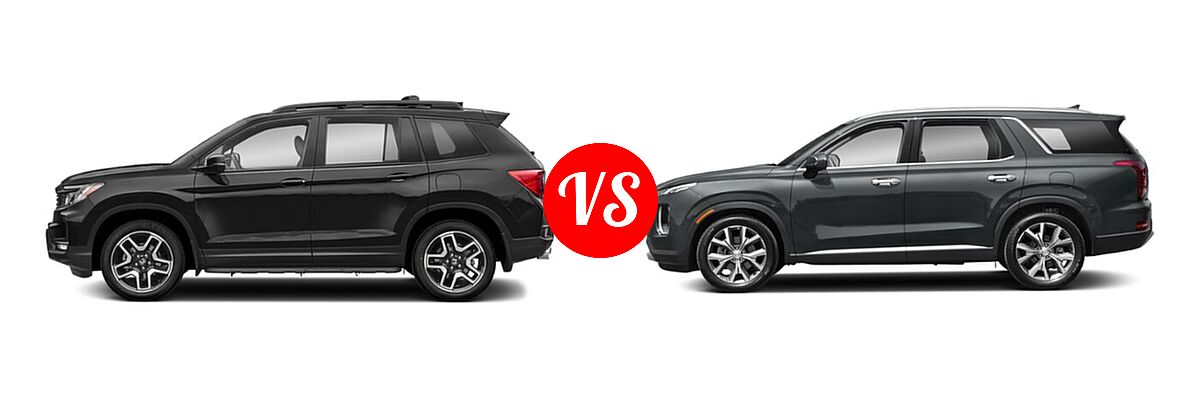 2022 Honda Passport SUV Elite vs. 2022 Hyundai Palisade SUV SEL - Side Comparison