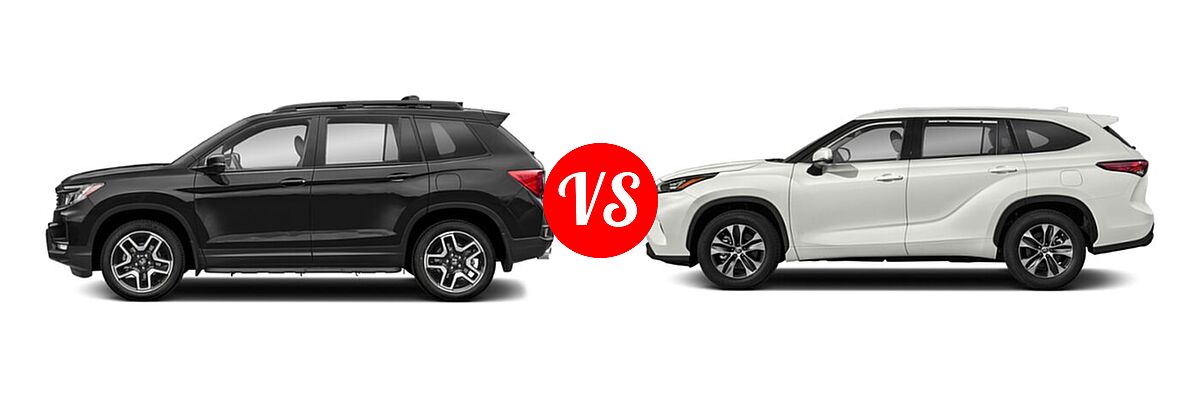 2022 Honda Passport SUV Elite vs. 2022 Toyota Highlander SUV Platinum - Side Comparison