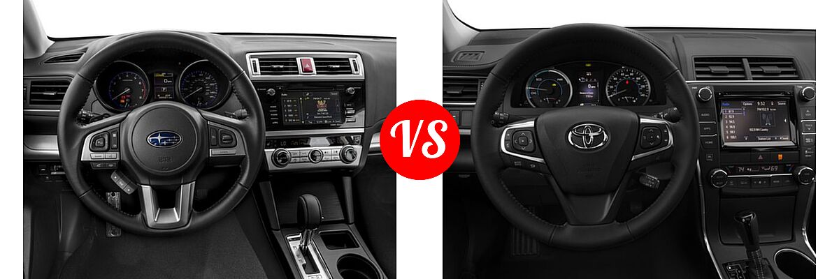 2017 Subaru Legacy Sedan Premium vs. 2017 Toyota Camry Hybrid Sedan Hybrid LE / Hybrid SE / Hybrid XLE - Dashboard Comparison