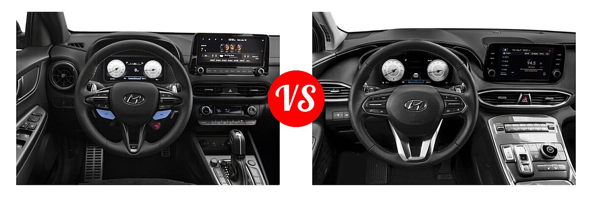 2022 Hyundai Kona N SUV FWD vs. 2022 Hyundai Santa Fe SUV XRT - Dashboard Comparison