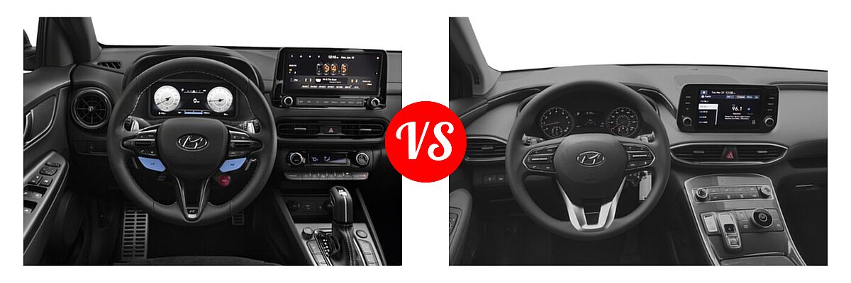 2022 Hyundai Kona N SUV FWD vs. 2022 Hyundai Santa Fe SUV Limited - Dashboard Comparison