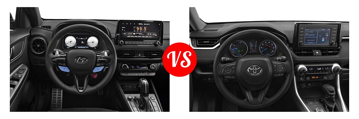 2022 Hyundai Kona N SUV FWD vs. 2022 Toyota RAV4 Hybrid SUV Hybrid Hybrid XLE / Hybrid XLE Premium - Dashboard Comparison