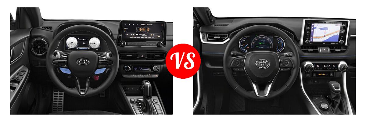 2022 Hyundai Kona N SUV FWD vs. 2022 Toyota RAV4 Hybrid SUV Hybrid Hybrid XSE - Dashboard Comparison