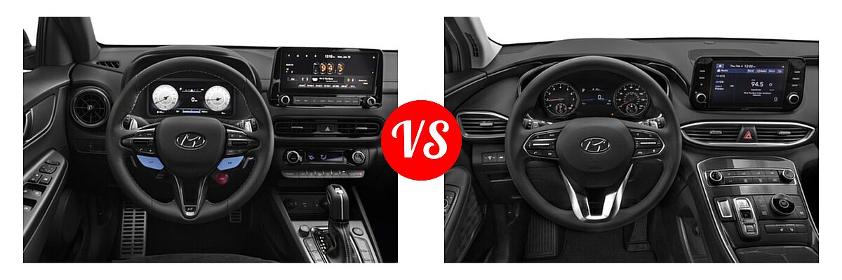 2022 Hyundai Kona N SUV FWD vs. 2022 Hyundai Santa Fe SUV SEL - Dashboard Comparison