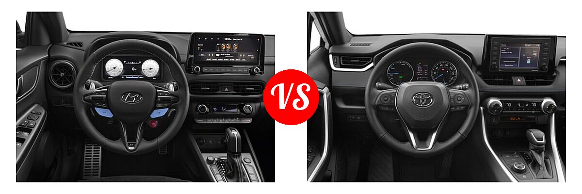 2022 Hyundai Kona N SUV FWD vs. 2022 Toyota RAV4 Hybrid SUV Hybrid Hybrid SE - Dashboard Comparison