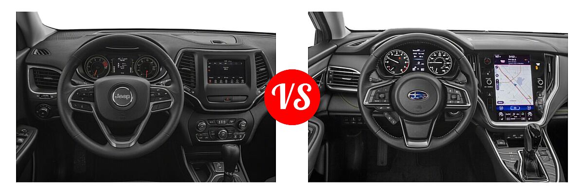 2022 Jeep Cherokee SUV Altitude / Latitude Lux / Limited / X vs. 2022 Subaru Outback SUV Onyx Edition XT - Dashboard Comparison