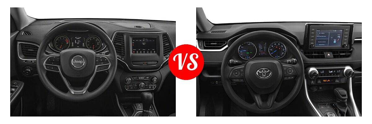 2022 Jeep Cherokee SUV Altitude / Latitude Lux / Limited / X vs. 2022 Toyota RAV4 Hybrid SUV Hybrid Hybrid XLE / Hybrid XLE Premium - Dashboard Comparison
