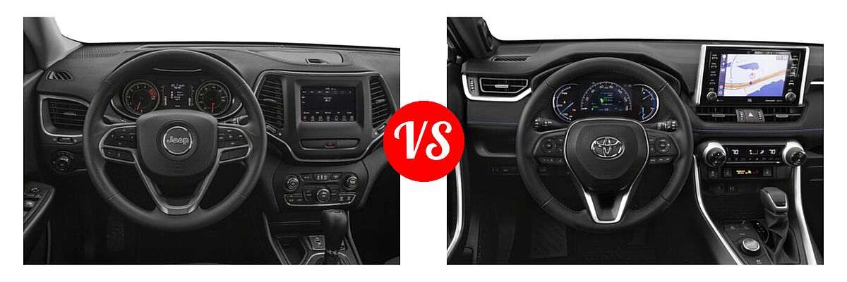 2022 Jeep Cherokee SUV Altitude / Latitude Lux / Limited / X vs. 2022 Toyota RAV4 Hybrid SUV Hybrid Hybrid XSE - Dashboard Comparison