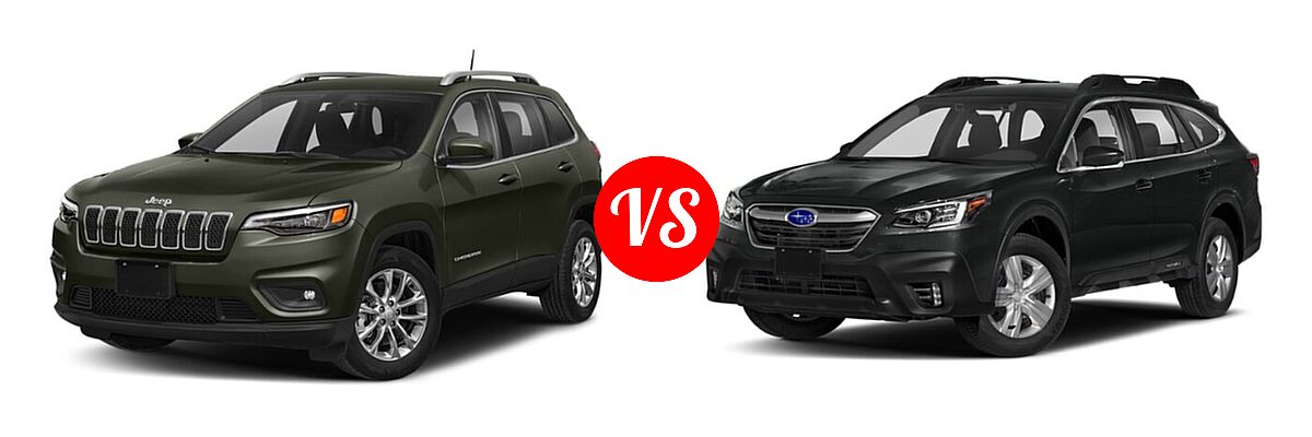 2022 Jeep Cherokee SUV Altitude / Latitude Lux / Limited / X vs. 2022 Subaru Outback SUV Limited XT - Front Left Comparison