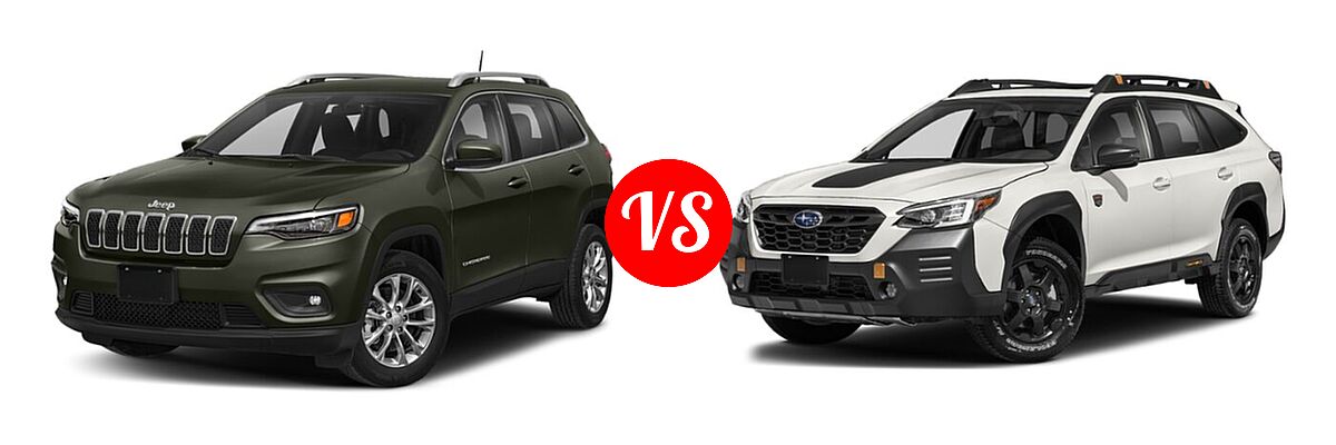 2022 Jeep Cherokee SUV Altitude / Latitude Lux / Limited / X vs. 2022 Subaru Outback SUV Wilderness - Front Left Comparison