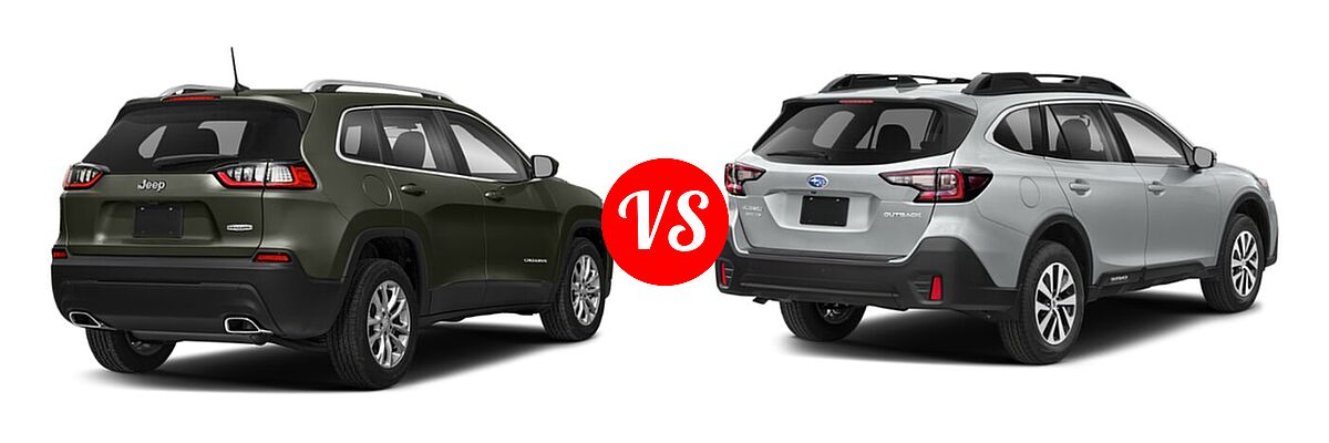 2022 Jeep Cherokee SUV Altitude / Latitude Lux / Limited / X vs. 2022 Subaru Outback SUV Premium - Rear Right Comparison