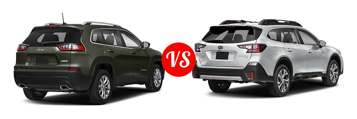 2022 Jeep Cherokee SUV Altitude / Latitude Lux / Limited / X vs. 2022 Subaru Outback SUV Limited - Rear Right Comparison