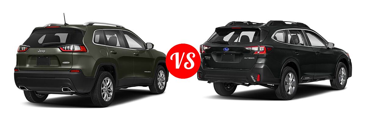 2022 Jeep Cherokee SUV Altitude / Latitude Lux / Limited / X vs. 2022 Subaru Outback SUV Limited XT - Rear Right Comparison
