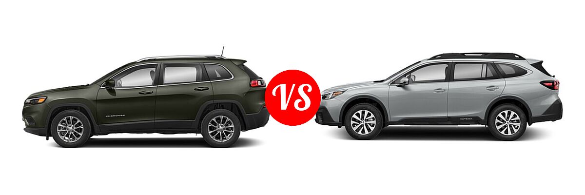 2022 Jeep Cherokee SUV Altitude / Latitude Lux / Limited / X vs. 2022 Subaru Outback SUV CVT - Side Comparison