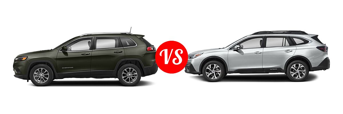 2022 Jeep Cherokee SUV Altitude / Latitude Lux / Limited / X vs. 2022 Subaru Outback SUV Limited - Side Comparison