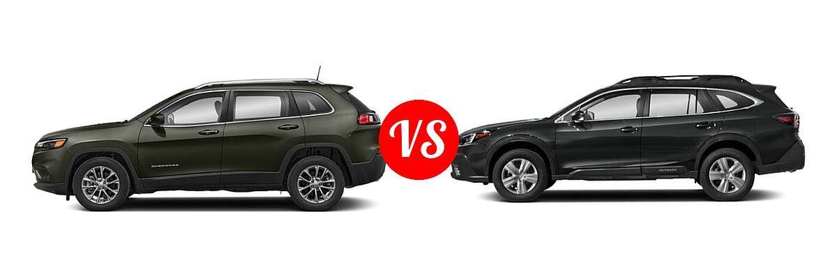 2022 Jeep Cherokee SUV Altitude / Latitude Lux / Limited / X vs. 2022 Subaru Outback SUV Limited XT - Side Comparison
