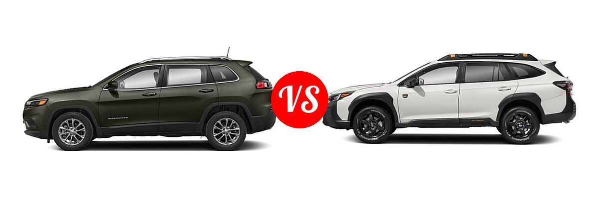 2022 Jeep Cherokee SUV Altitude / Latitude Lux / Limited / X vs. 2022 Subaru Outback SUV Wilderness - Side Comparison