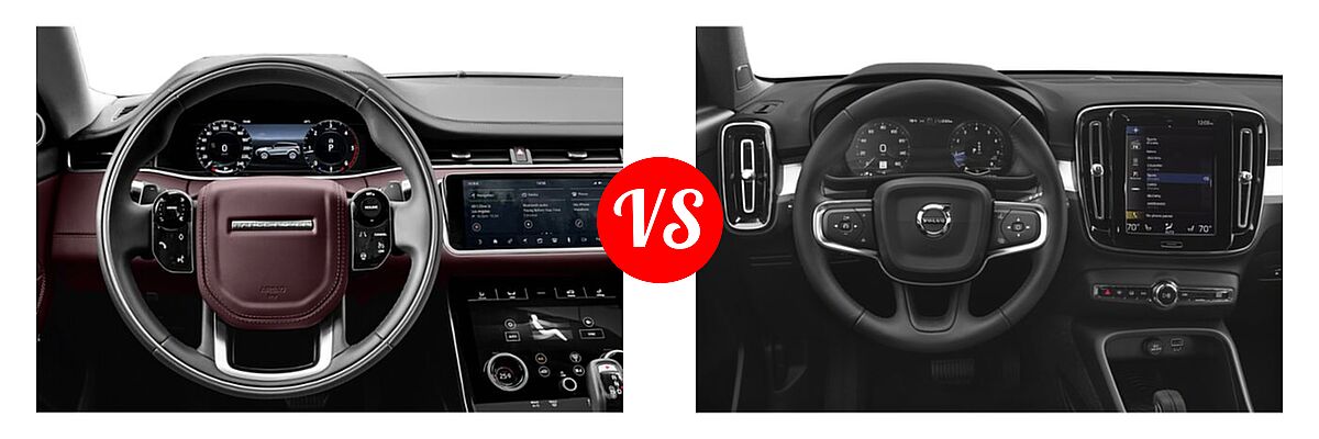 2021 Land Rover Range Rover Evoque SUV R-Dynamic HSE / R-Dynamic S / R-Dynamic SE vs. 2019 Volvo XC40 SUV Momentum / R-Design - Dashboard Comparison