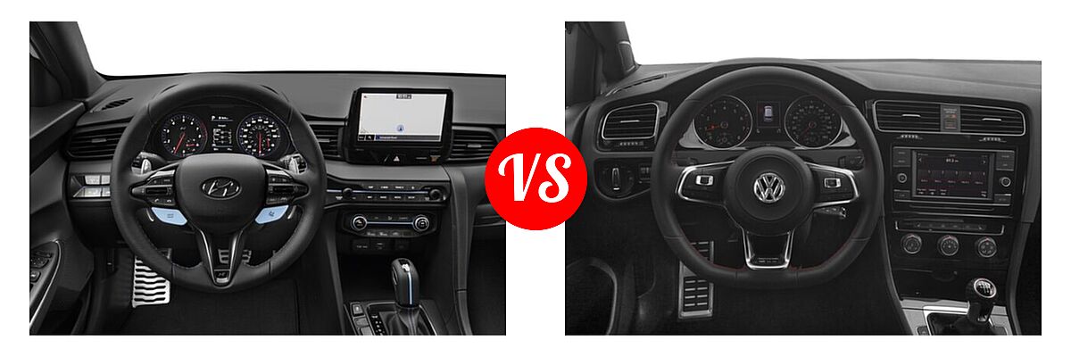 2021 Hyundai Veloster N Hatchback DCT / Manual vs. 2021 Volkswagen Golf GTI Hatchback S - Dashboard Comparison