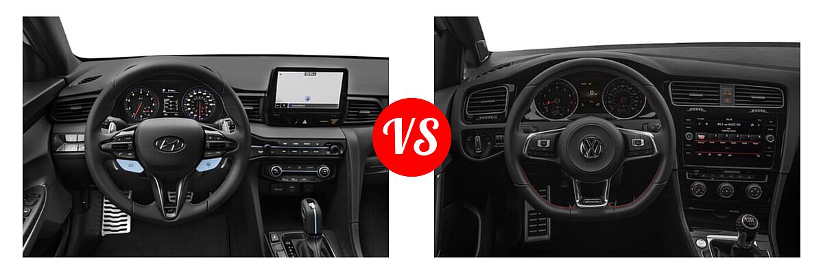 2021 Hyundai Veloster N Hatchback DCT / Manual vs. 2021 Volkswagen Golf GTI Hatchback Autobahn / SE - Dashboard Comparison