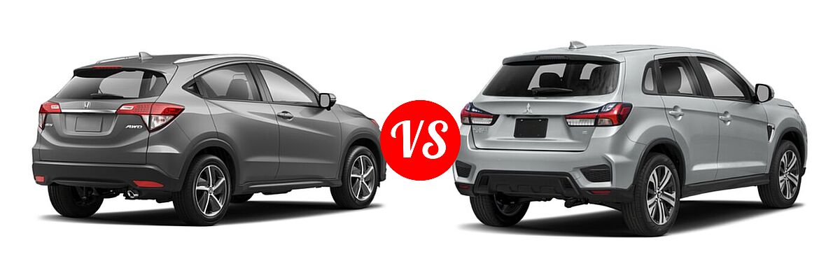 2021 Honda HR-V SUV Touring vs. 2021 Mitsubishi Outlander Sport SUV GT / SE - Rear Right Comparison