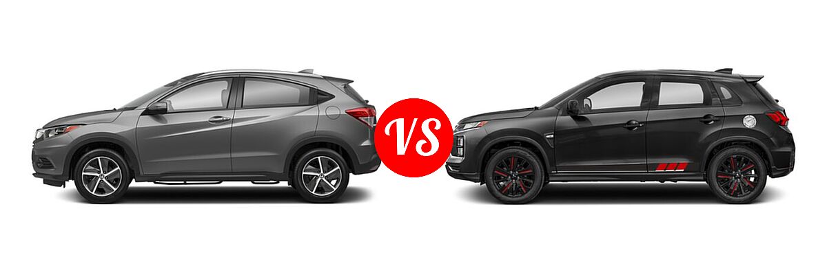 2021 Honda HR-V SUV Touring vs. 2021 Mitsubishi Outlander Sport SUV BE - Side Comparison