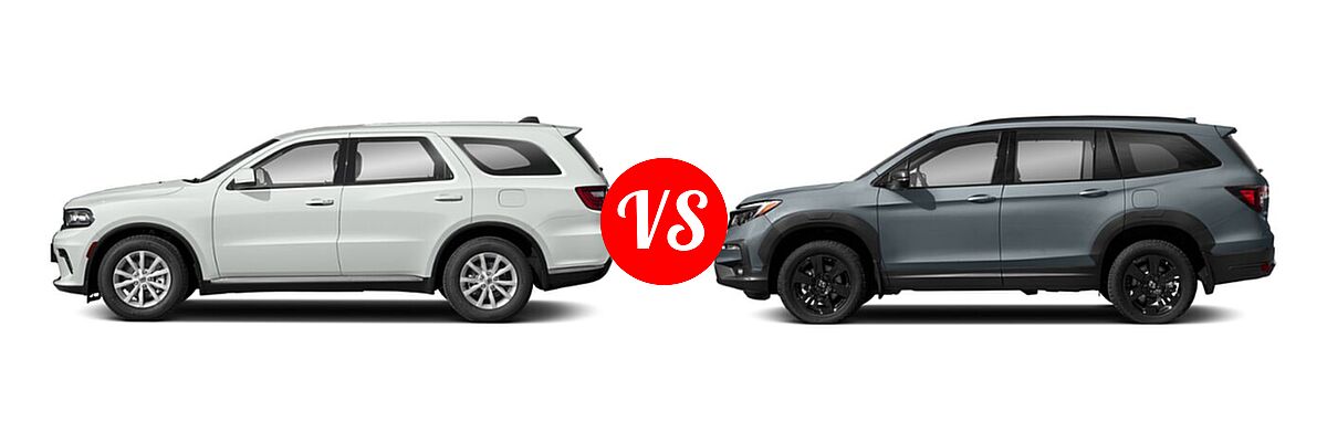 2022 Dodge Durango SUV Citadel / GT / GT Plus / R/T / R/T Plus vs. 2022 Honda Pilot SUV TrailSport - Side Comparison