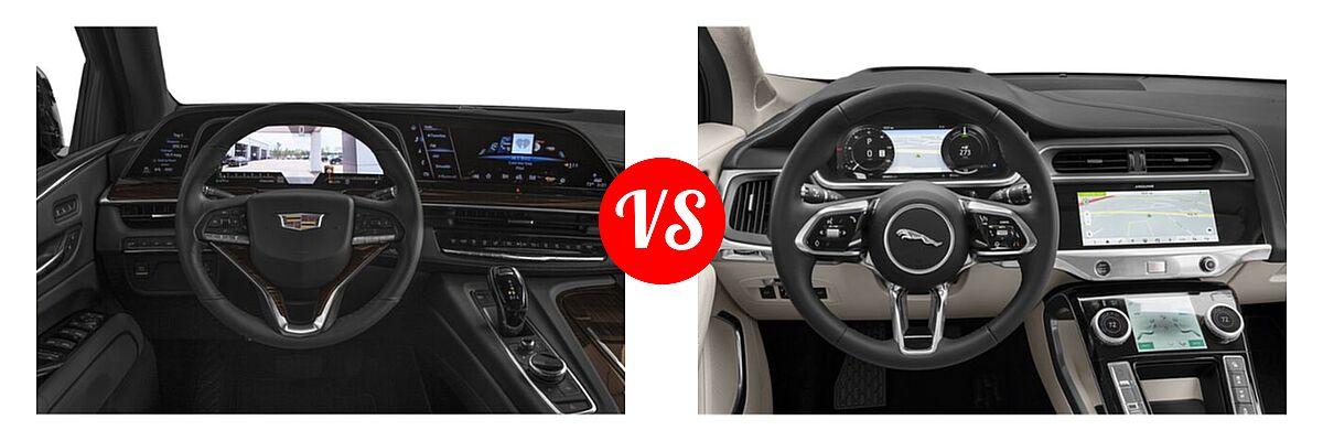 2022 Cadillac Escalade ESV SUV Luxury / Premium Luxury / Premium Luxury Platinum vs. 2019 Jaguar I-PACE SUV Electric First Edition / HSE / S / SE - Dashboard Comparison