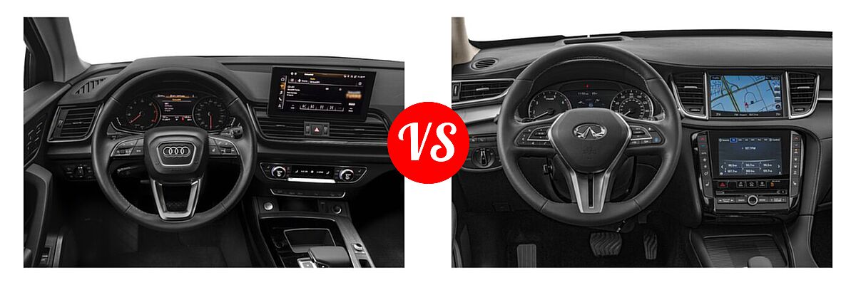 2023 Audi Q5 SUV Premium / Premium Plus / Prestige / S line Premium / S line Premium Plus / S line Prestige vs. 2019 Infiniti QX50 SUV ESSENTIAL / LUXE / PURE - Dashboard Comparison