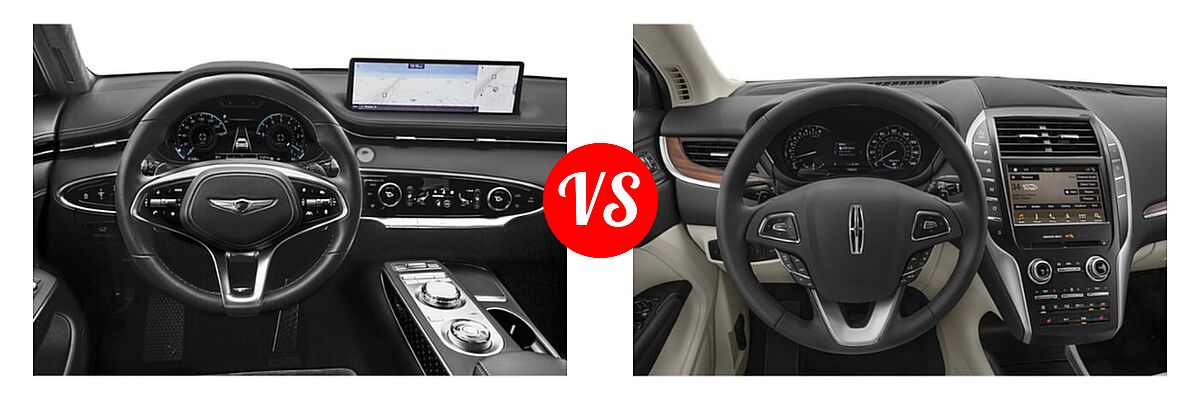2023 Genesis GV70 SUV 2.5T / 3.5T Sport vs. 2019 Lincoln MKC SUV Black Label / FWD / Reserve / Select / Standard - Dashboard Comparison