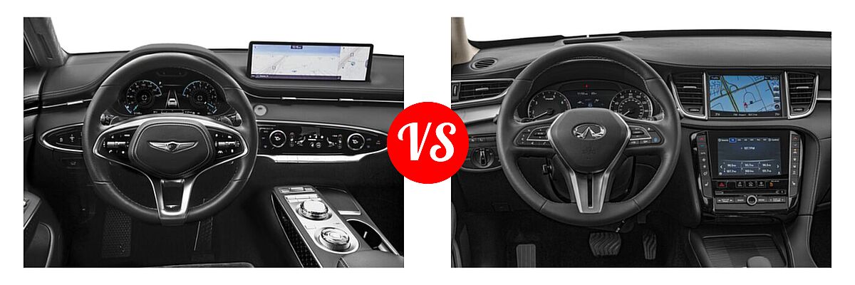 2023 Genesis GV70 SUV 2.5T / 3.5T Sport vs. 2019 Infiniti QX50 SUV ESSENTIAL / LUXE / PURE - Dashboard Comparison