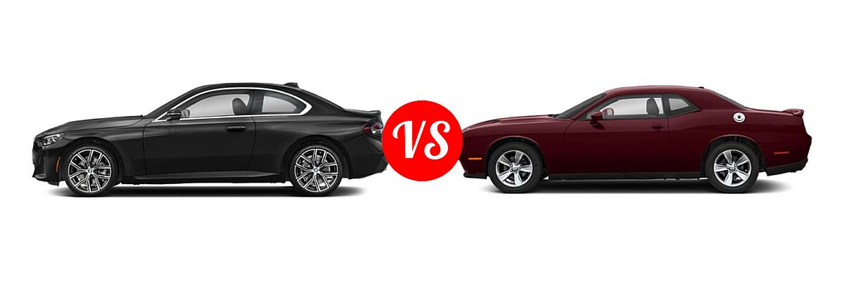 2022 BMW 2 Series Coupe 230i vs. 2022 Dodge Challenger Coupe SXT - Side Comparison