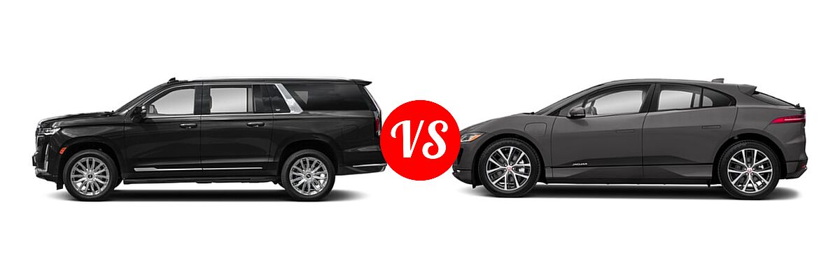 2022 Cadillac Escalade ESV SUV Luxury / Premium Luxury / Premium Luxury Platinum vs. 2019 Jaguar I-PACE SUV Electric First Edition / HSE / S / SE - Side Comparison