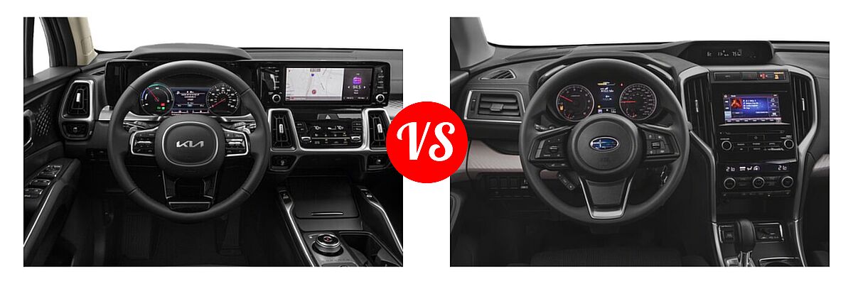 2022 Kia Sorento SUV Hybrid S vs. 2022 Subaru Ascent SUV 8-Passenger - Dashboard Comparison
