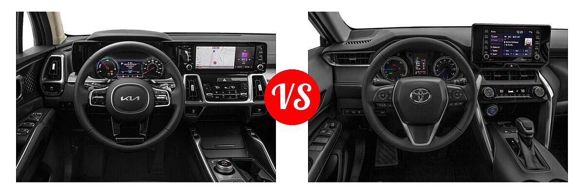 2022 Kia Sorento SUV Hybrid S vs. 2022 Toyota Venza SUV Hybrid LE - Dashboard Comparison