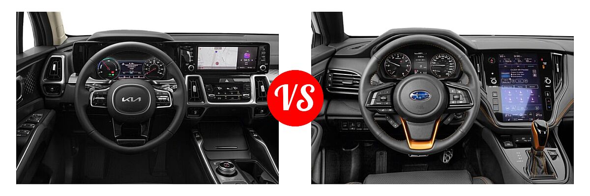 2022 Kia Sorento SUV Hybrid S vs. 2022 Subaru Outback SUV Wilderness - Dashboard Comparison