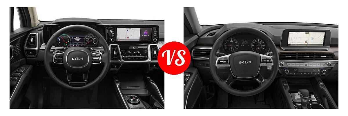 2022 Kia Sorento SUV Hybrid S vs. 2022 Kia Telluride SUV LX - Dashboard Comparison