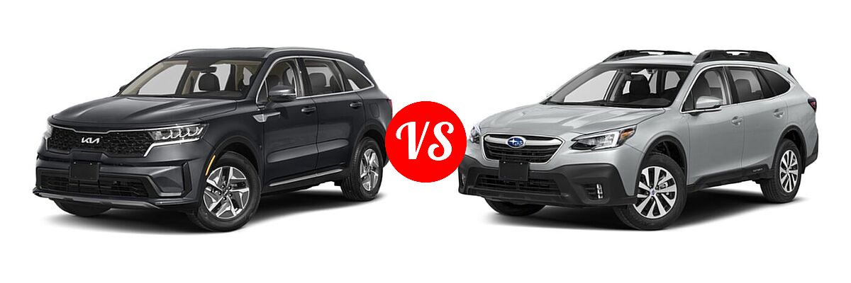 2022 Kia Sorento SUV Hybrid S vs. 2022 Subaru Outback SUV Premium - Front Left Comparison