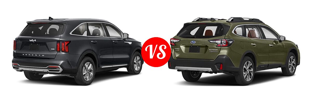 2022 Kia Sorento SUV Hybrid S vs. 2022 Subaru Outback SUV Touring XT - Rear Right Comparison