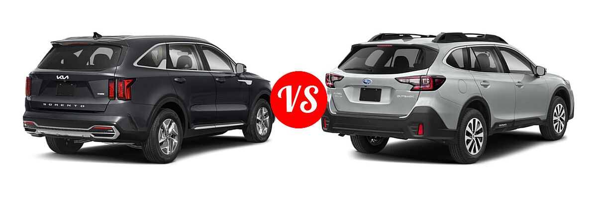 2022 Kia Sorento SUV Hybrid S vs. 2022 Subaru Outback SUV CVT - Rear Right Comparison