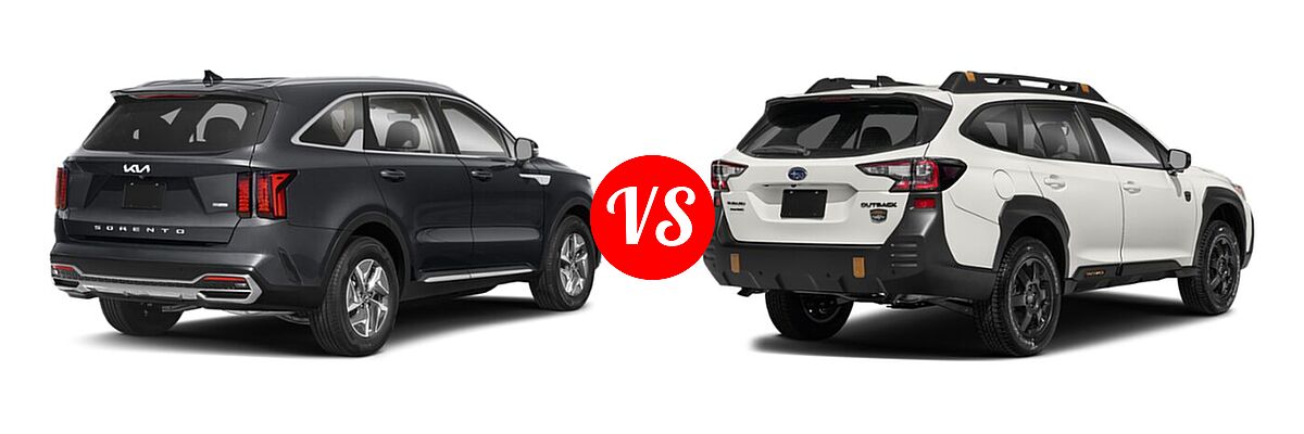 2022 Kia Sorento SUV Hybrid S vs. 2022 Subaru Outback SUV Wilderness - Rear Right Comparison