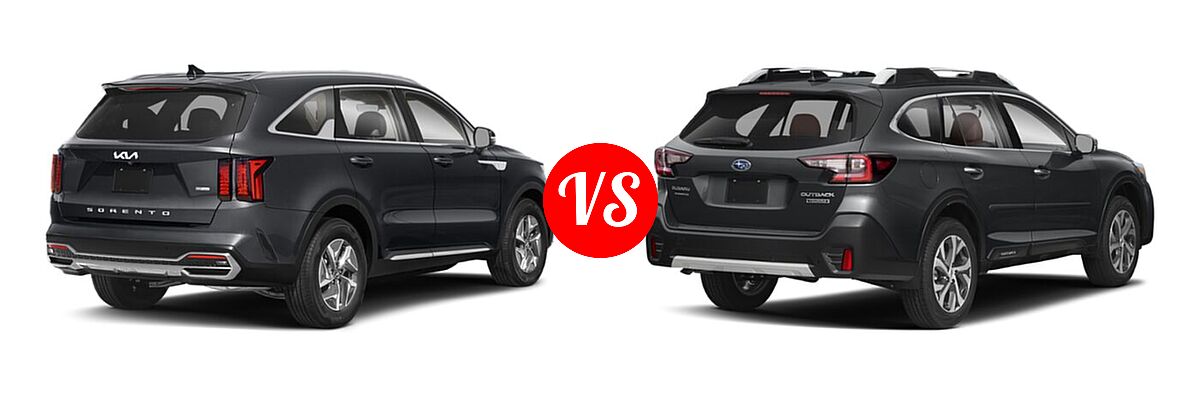 2022 Kia Sorento SUV Hybrid S vs. 2022 Subaru Outback SUV Touring - Rear Right Comparison