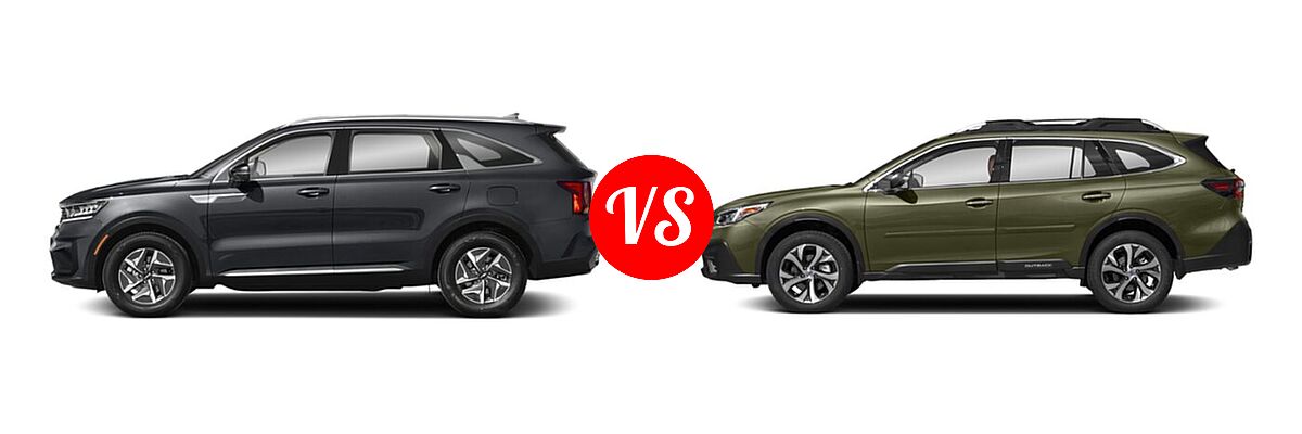 2022 Kia Sorento SUV Hybrid S vs. 2022 Subaru Outback SUV Touring XT - Side Comparison