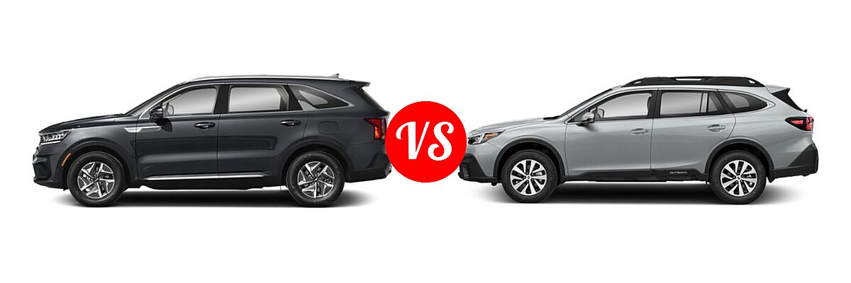 2022 Kia Sorento SUV Hybrid S vs. 2022 Subaru Outback SUV CVT - Side Comparison