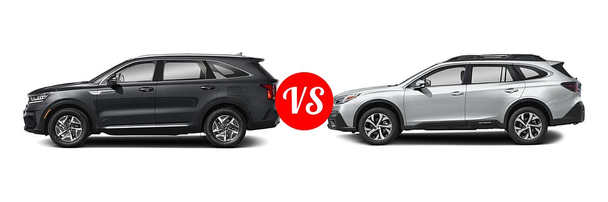 2022 Kia Sorento SUV Hybrid S vs. 2022 Subaru Outback SUV Limited - Side Comparison