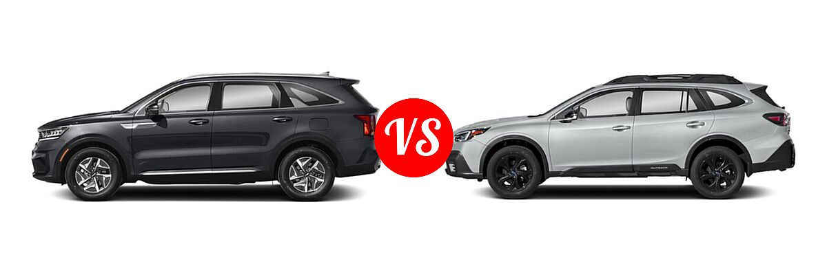 2022 Kia Sorento SUV Hybrid S vs. 2022 Subaru Outback SUV Onyx Edition XT - Side Comparison
