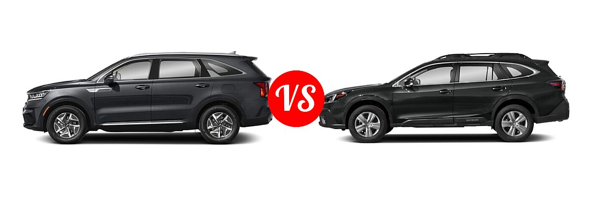 2022 Kia Sorento SUV Hybrid S vs. 2022 Subaru Outback SUV Limited XT - Side Comparison