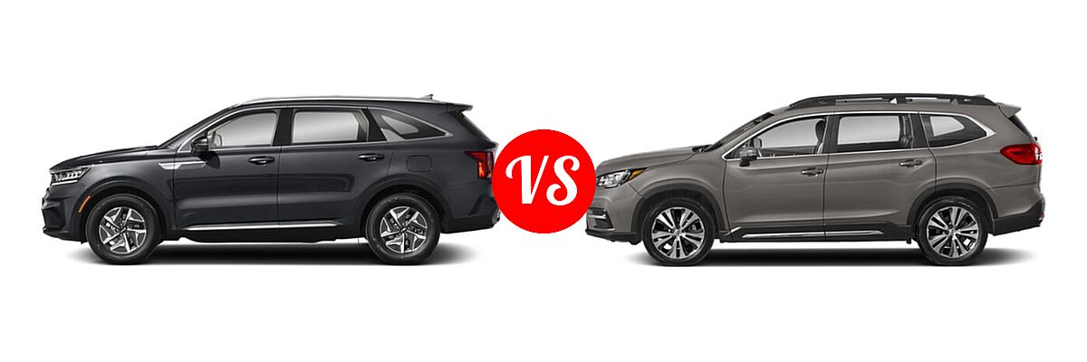 2022 Kia Sorento SUV Hybrid S vs. 2022 Subaru Ascent SUV Premium - Side Comparison